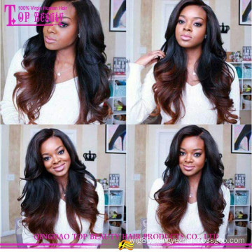 Factory direct sale full lace wigs/lace front wig virgin brazilian human hair two tone lace front wig ombre lace front wig